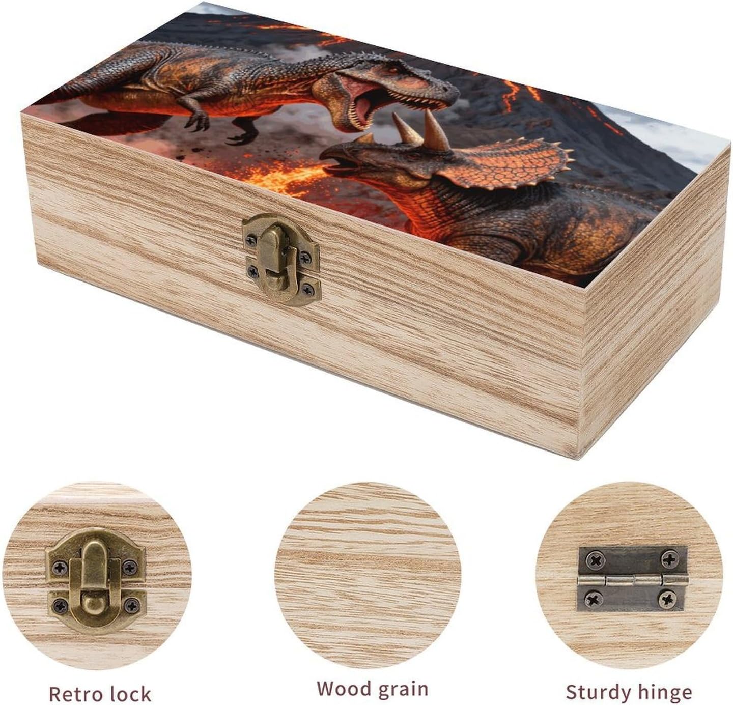 Dinosaur Volcano Eruption Wooden Gift Boxes Memory Box for Keepsakes image 3