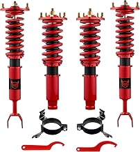 EVIL ENERGY Coilovers Compatible for Honda Prelude 1992-2001, Height Adjustable Lowering Kit, Twin-Tube Coilover Suspension Kit for Comfortable Ride, Red