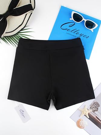 Women's High Waisted Tummy Control Swim Board Shorts Beach Shorts | Elastic Waistband, High Rise, Full Lining, Swim Shorts, Swimming Bottoms, Swimsuits, Bathing Trunks