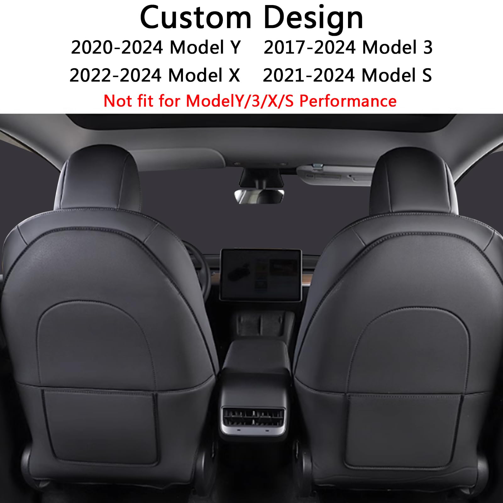 Arcoche Model Y Protector de Asiento Trasero para Tesla Asiento del Coche Cubierta Trasera Accesorios para el Model 3 Y S X de Cuero Kick Alfombrillas Anti-Huella con Bolsa de Almacenamiento 2 PCS