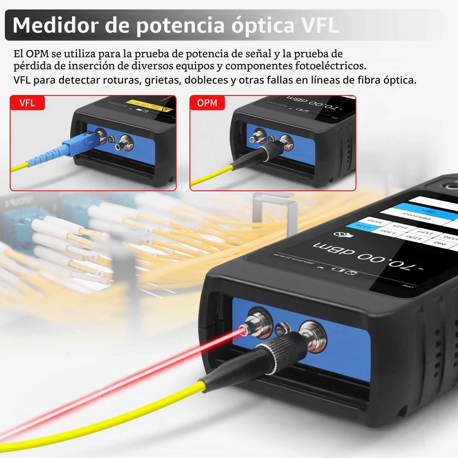 Henkion Comprobador de cables de red RJ45 Probador de cables UTP, Rastreador de cables Ethernet, pantalla táctil IPS de 4 pulgadas, compatible con herramientas de red, multímetro digital, VFL, OPM