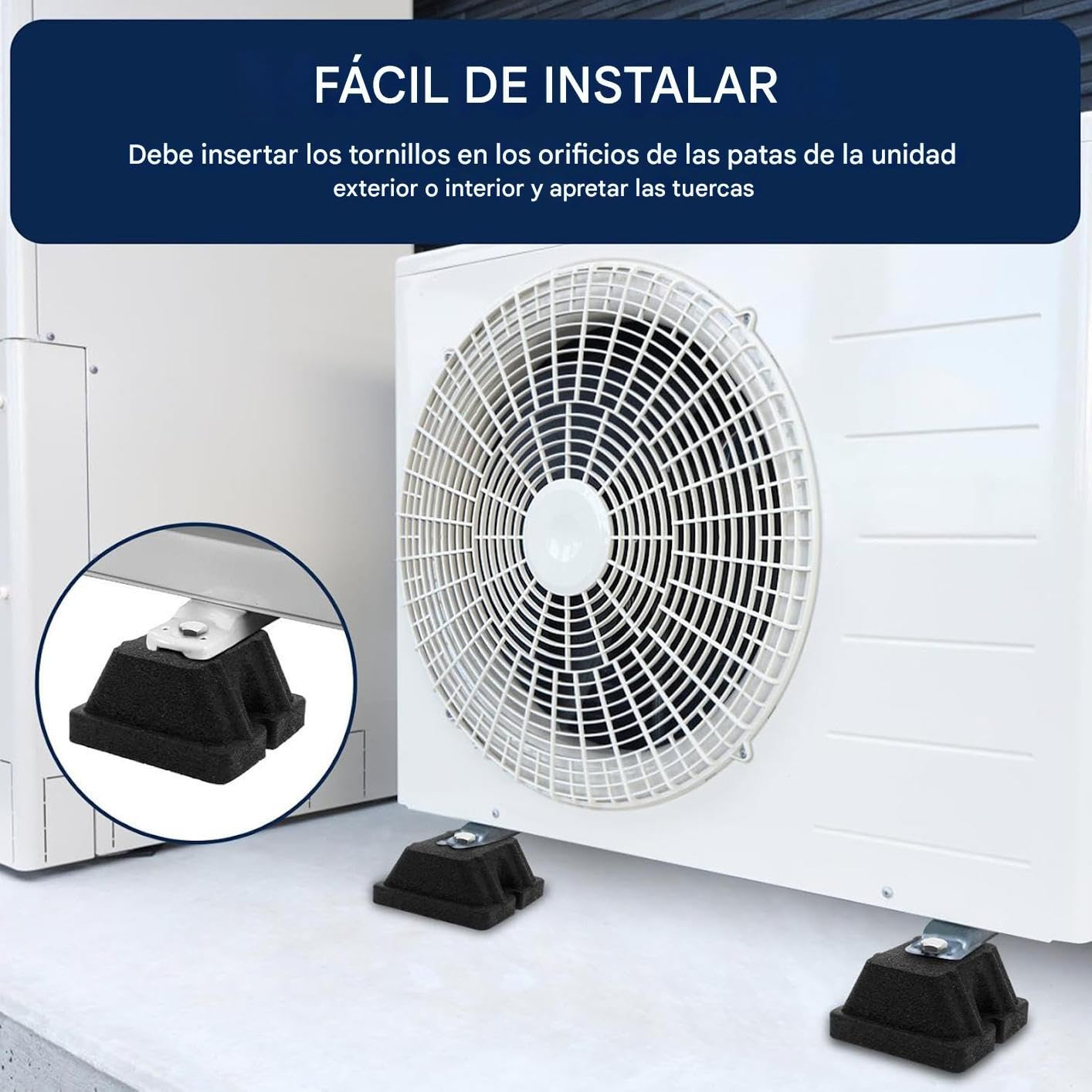 Almohadillas Antivibración Soporte Montaje Aislante Resistente | 4 Amortiguadores de Goma Antivibración para Minisplit Exterior, Condensadores, Bomba Calor, A/C, y Soportes HVAC