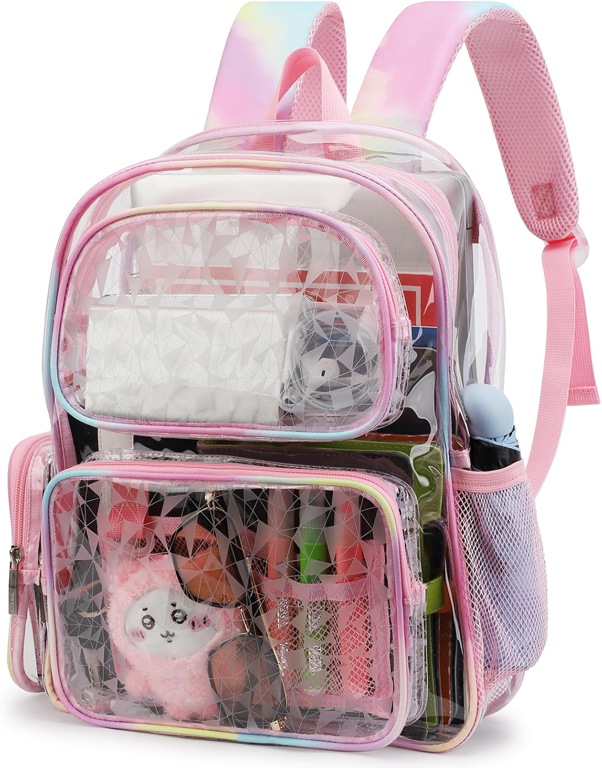 TINYAT Heavy Duty Clear Backpack for Stadium Events Transparent Backpack for Women See Through Bookbag Cute Clear Plastic Bag - Image 8