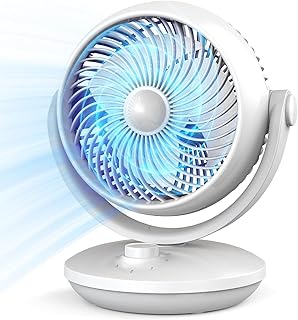 Air Circulator Fan Desktop Fan, Turbo Wind Cooling Fan Quiet Oscillating Fan for Bedroom/Office/Home, Vertical and Horizontal Adjustable, Desktop Fan with 3 Speeds, 26W, Ultra- Silence
