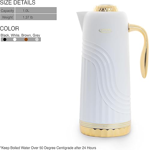 Miniatura 3 de SAFURA Jarra de café aislada  Termo de café al vacío para mantener líquidos calientes y fríos, doble pared aislada, termo de café caliente,