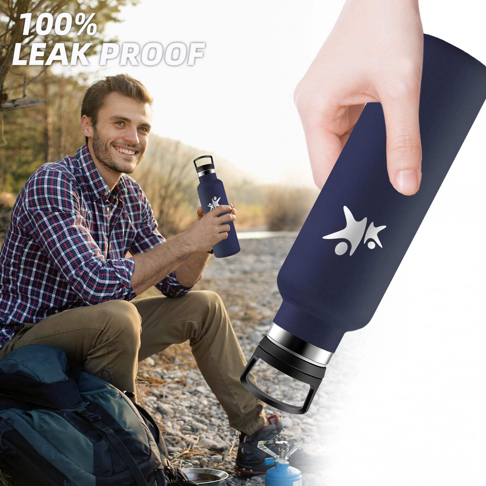 Borraccia Termica- Borraccia 500 ml- Borracia con Cannuccia- Senza Perdite- Borracce Bambini- Mantiene Caldo per 12 Ore/Freddo 24 Ore, Termos Con 2 Tappi per Scuole, Campeggio, Uffici