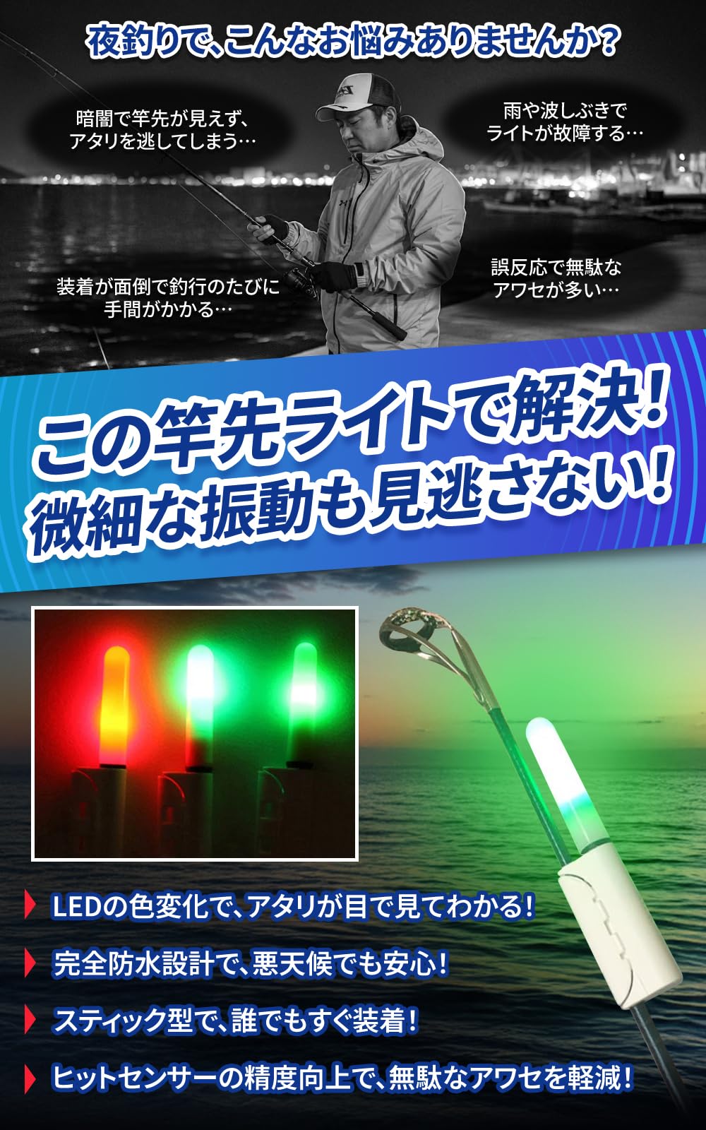 Amazon.co.jp: PLEAVIT 竿先ライト 穂先ライト ヒットセンサー アタリ
