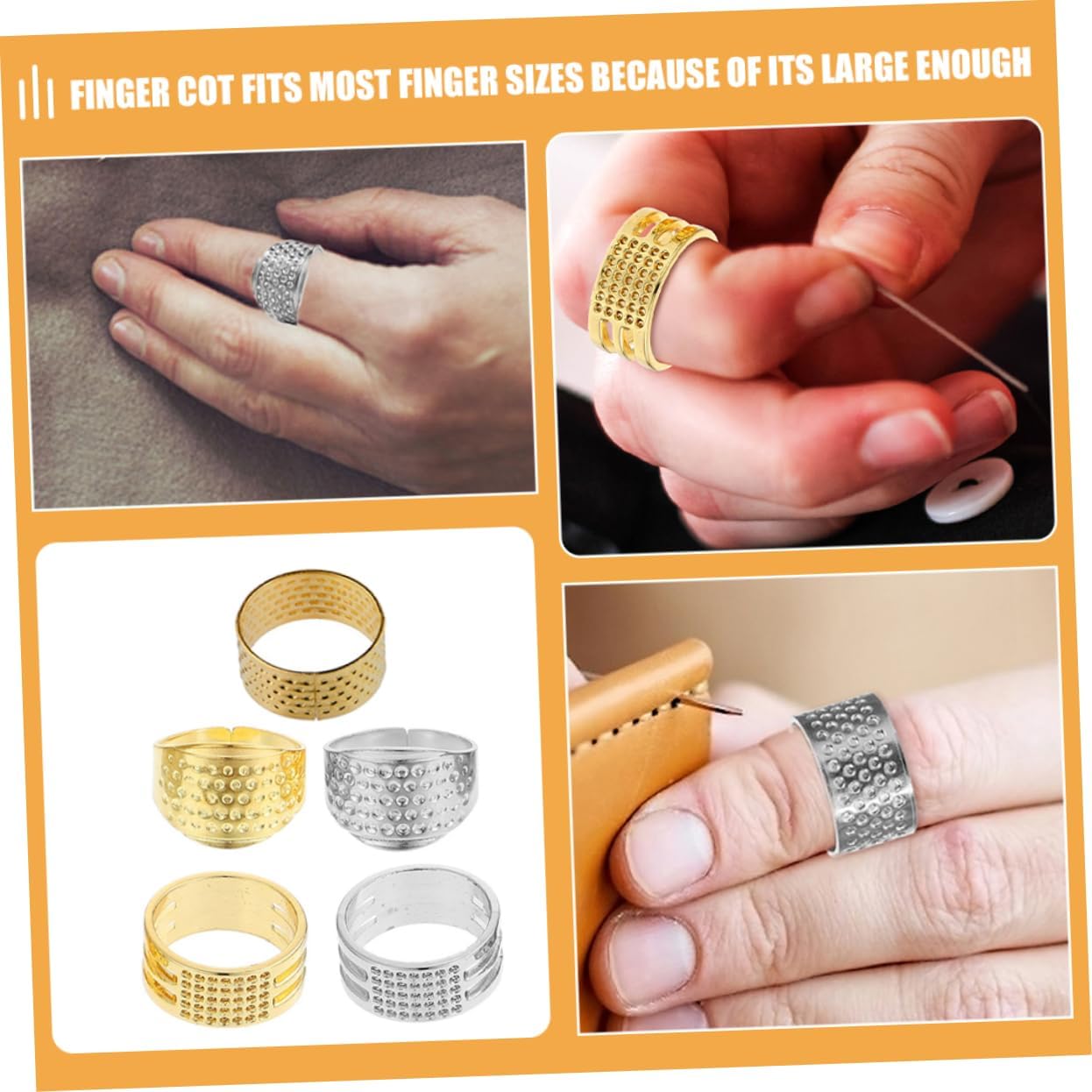 TEHAUX 20pcs Copper Finger Thimble Sewing Protectors for Hand Sewing Crafts Lightweight Portable for Quilting Embroidery
