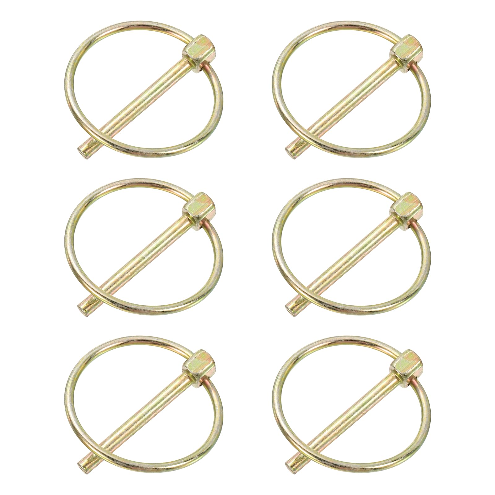 PATIKIL 5/32" x 1-7/16" Lynch Pin with Ring, 6 Pcs Heavy Duty Round Linch Pins Shaft Locking Pin Clips for Farm Tractors Trucks Lawn Mowers Trolleys Trailers