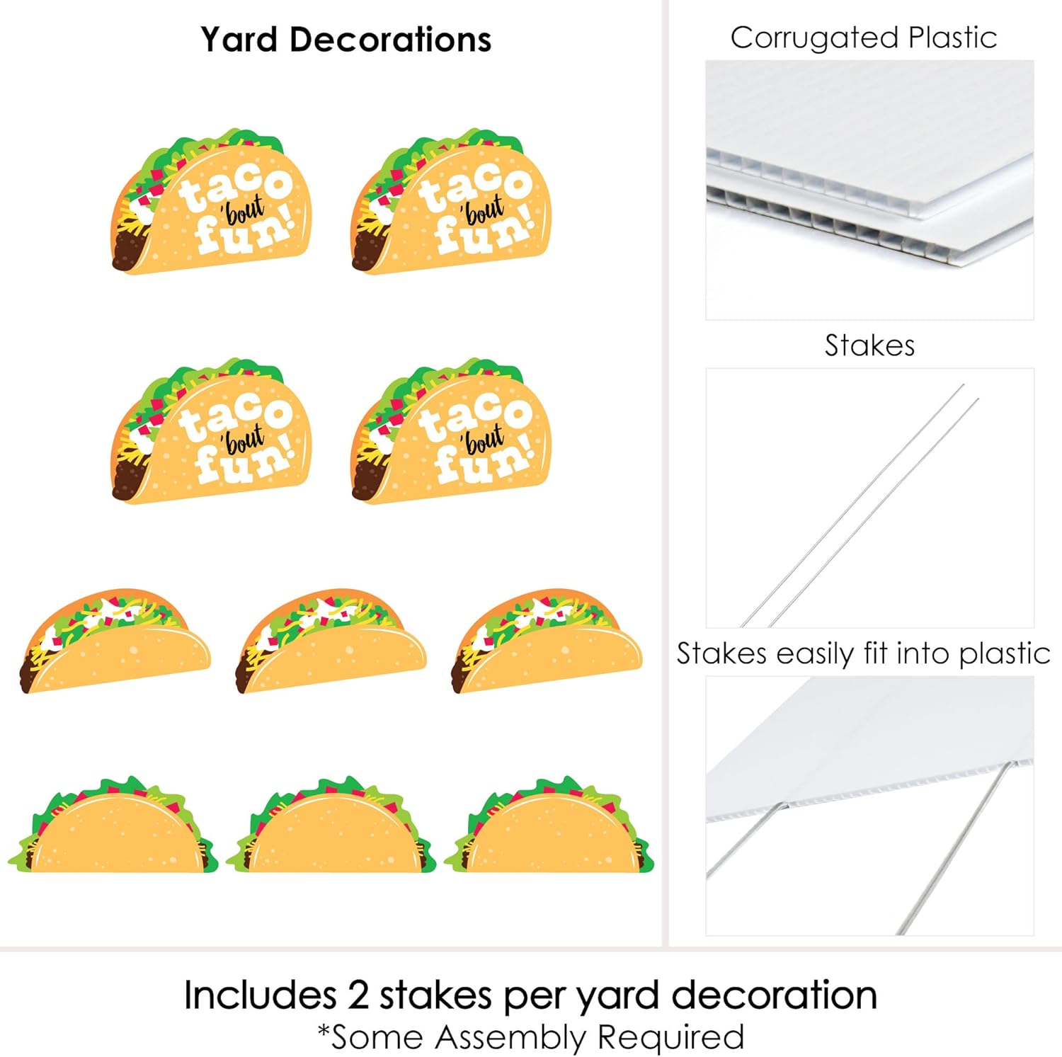 Big Dot of Happiness Taco ‘Bout Fun - Lawn Decorations - Outdoor Mexican Fiesta Yard Decorations - 10 Piece