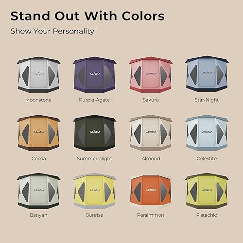 Miniatura 6 de Acacia Camping Tent, Pop Up Camping Tent with 8 Windows and Footprint, Waterproof Windproof Easy Setup Hub Tent for Family Camping, Hiking and