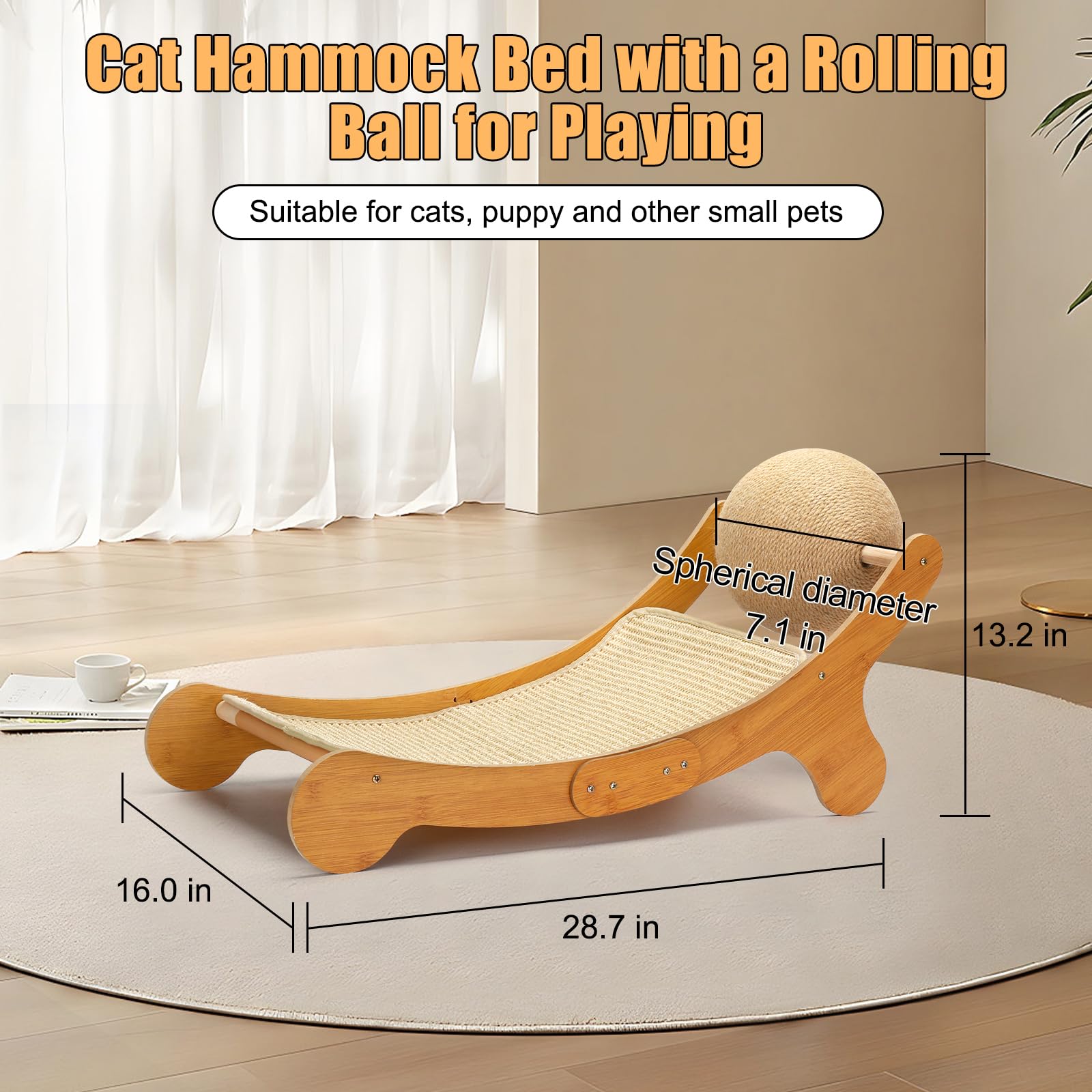Sisal Cat Chair For Sunbathing,Cat Hammock Lounge With Sisal Sisal