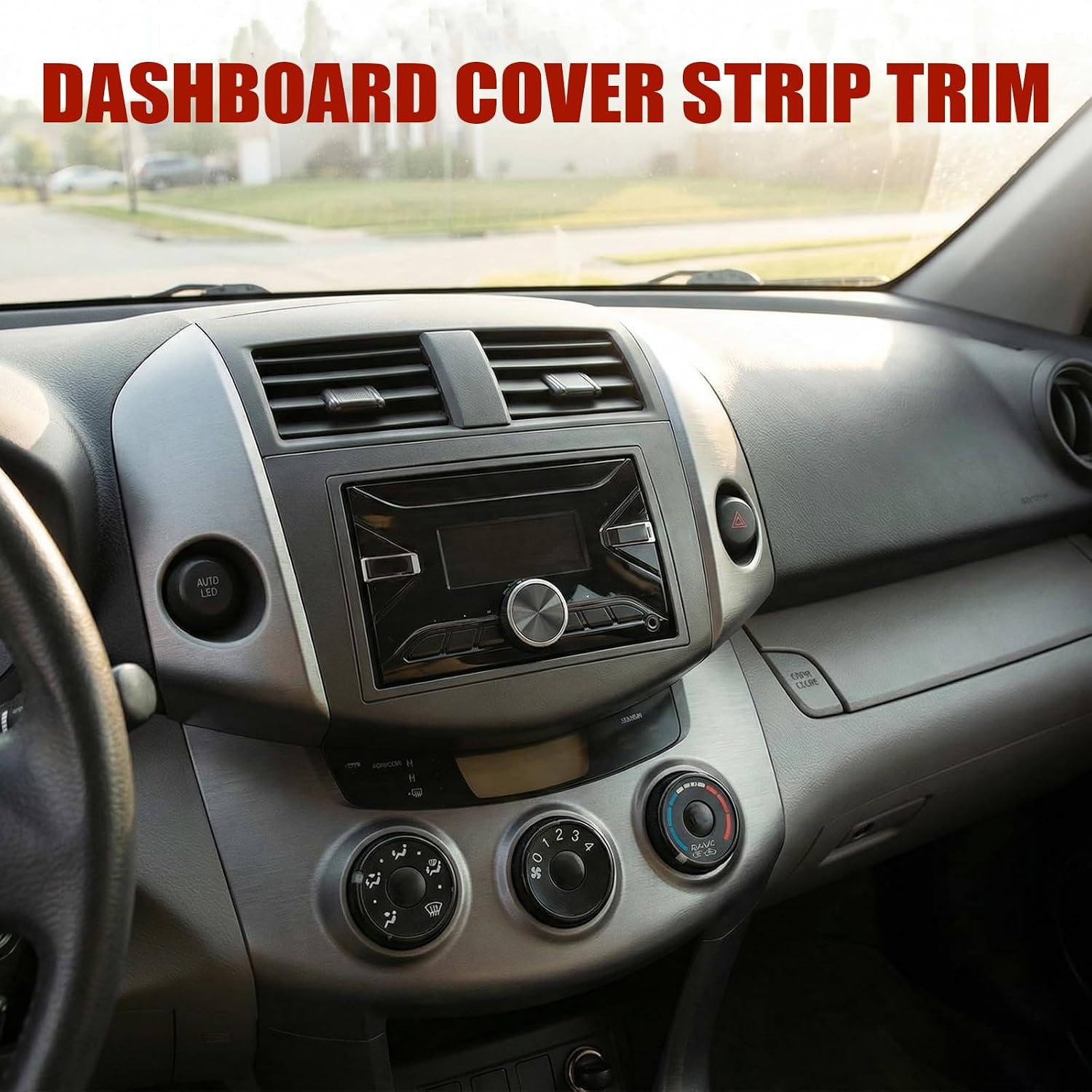 Central Dashboard Cover Strip Trim, Center Instrument Cluster Panel Trim Compatible with Toyota RAV4 2006 2007 2008 2009 2010 2011 2012, Replaces 55413-42070-B0 55412-42060-B0