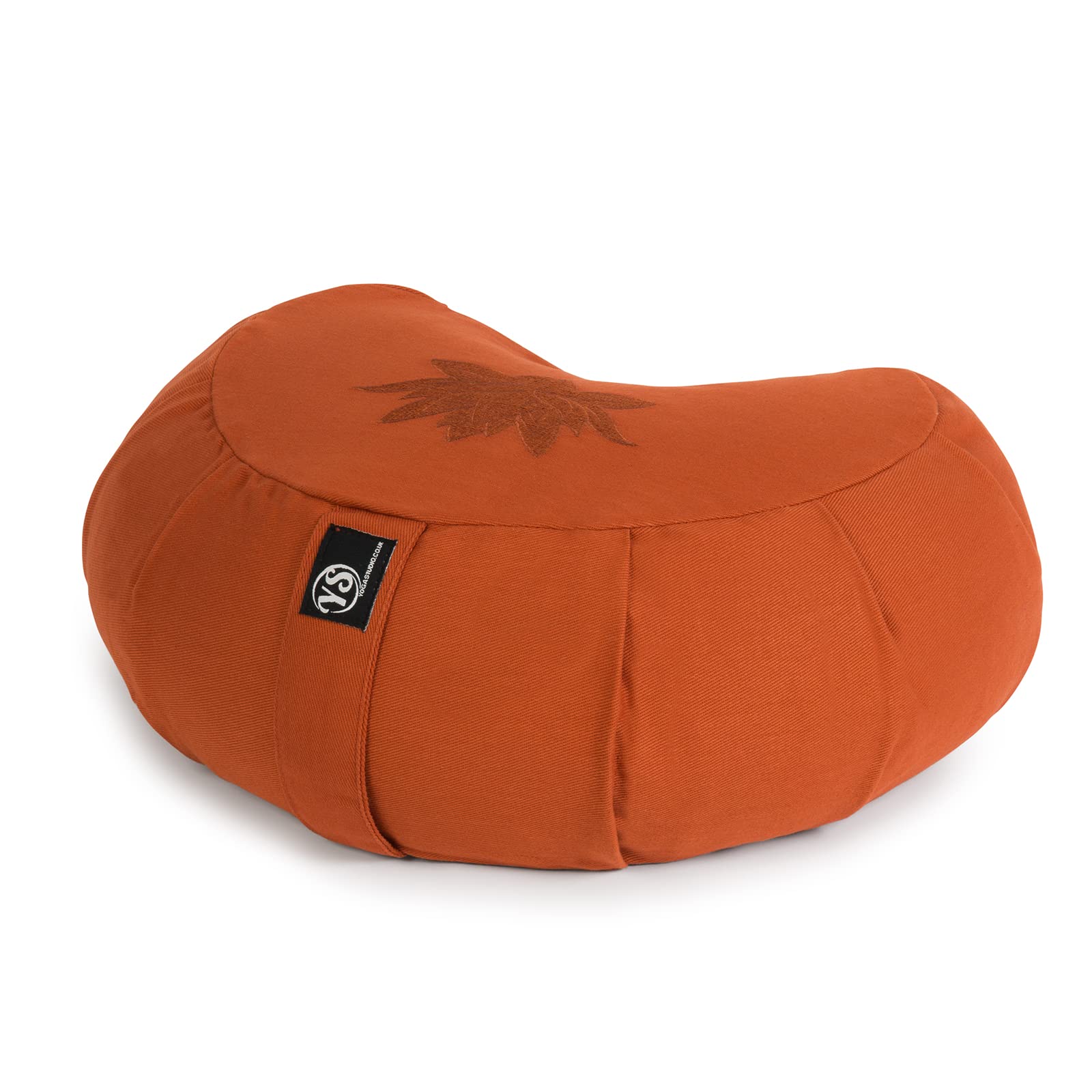 Yoga Studio Lotus Crescent Zafu Pouf de méditation avec housse en coton et coque de sarrasin et poignée de transport 42 x 13 x 18 cm