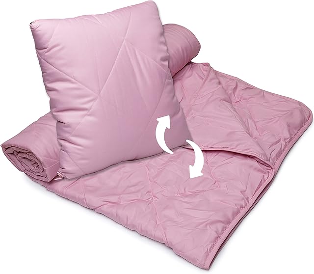 iBeani Quishion  A Clever, Quality Scatter Cushion that Unzips & Unfolds into a Full Size Quilt / Blanket / Throw - Blush Pink