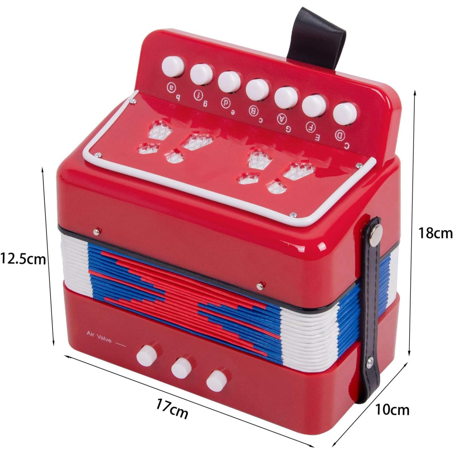 Acordeon，Acordeon Instrumento Musical，Acordeón Infantil de 7 Teclas y 3 Bajos，Con Correas Ajustables，negro，Adecuado Para Niños，Estudiantes，adultos Principiantes，Se Puede Utilizar Como Regalos