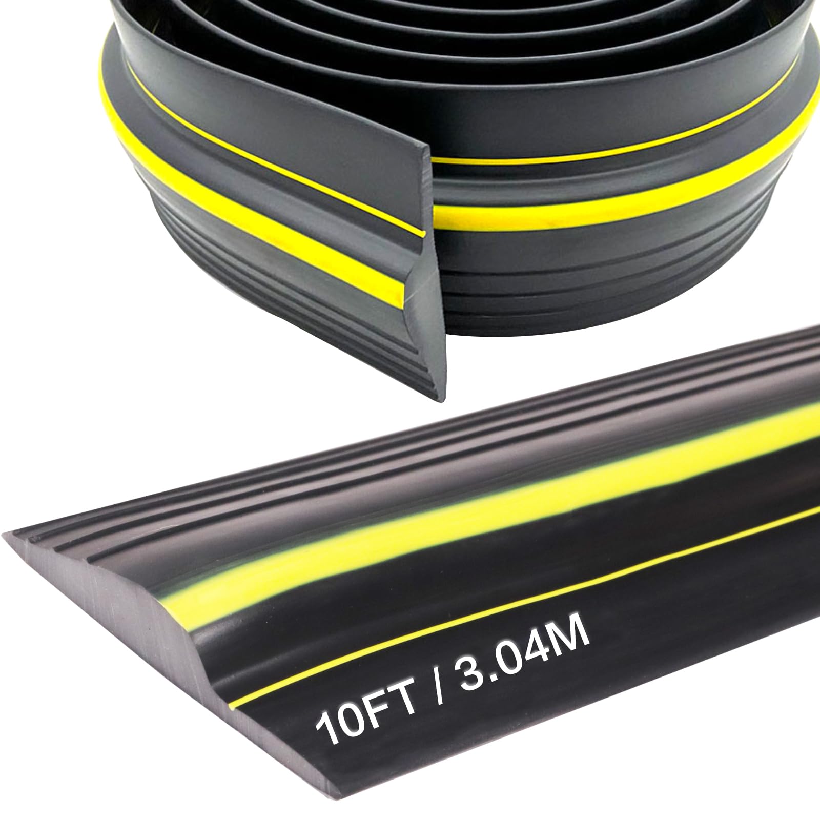 Joint de seuil de porte de garage 3M, Joint de Seuil Universelle, Joint de porte de garage Seuil d'étanchéité en caoutchouc pour les bas de porte basulante ou standard (Noir, 80mmx14mmx3m)