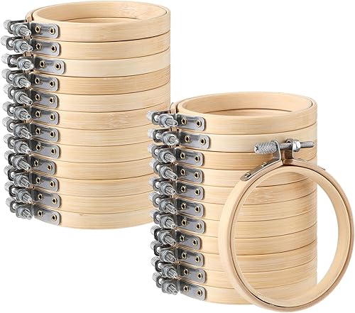 Aro de bordado a granel pequeño círculo redondo de madera para punto de cruz, aro de costura de bambú para arte, manualidades, costura práctica,