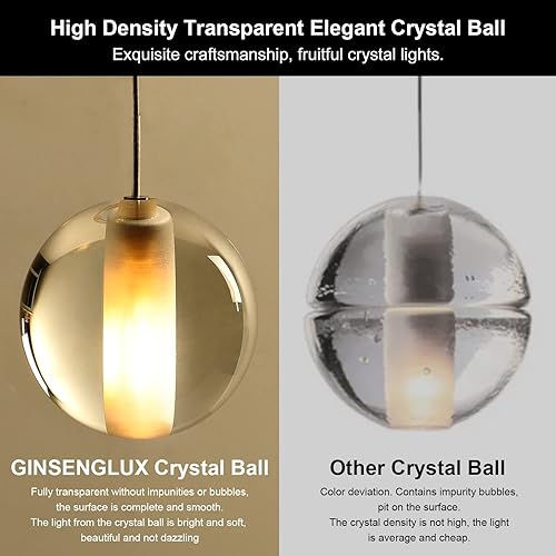 Miniatura 6 de Moderna lámpara LED de cristal con 5 luces, forma de gota de lluvia, luz colgante de techo alto, bola de cristal, iluminación colgante para sala de