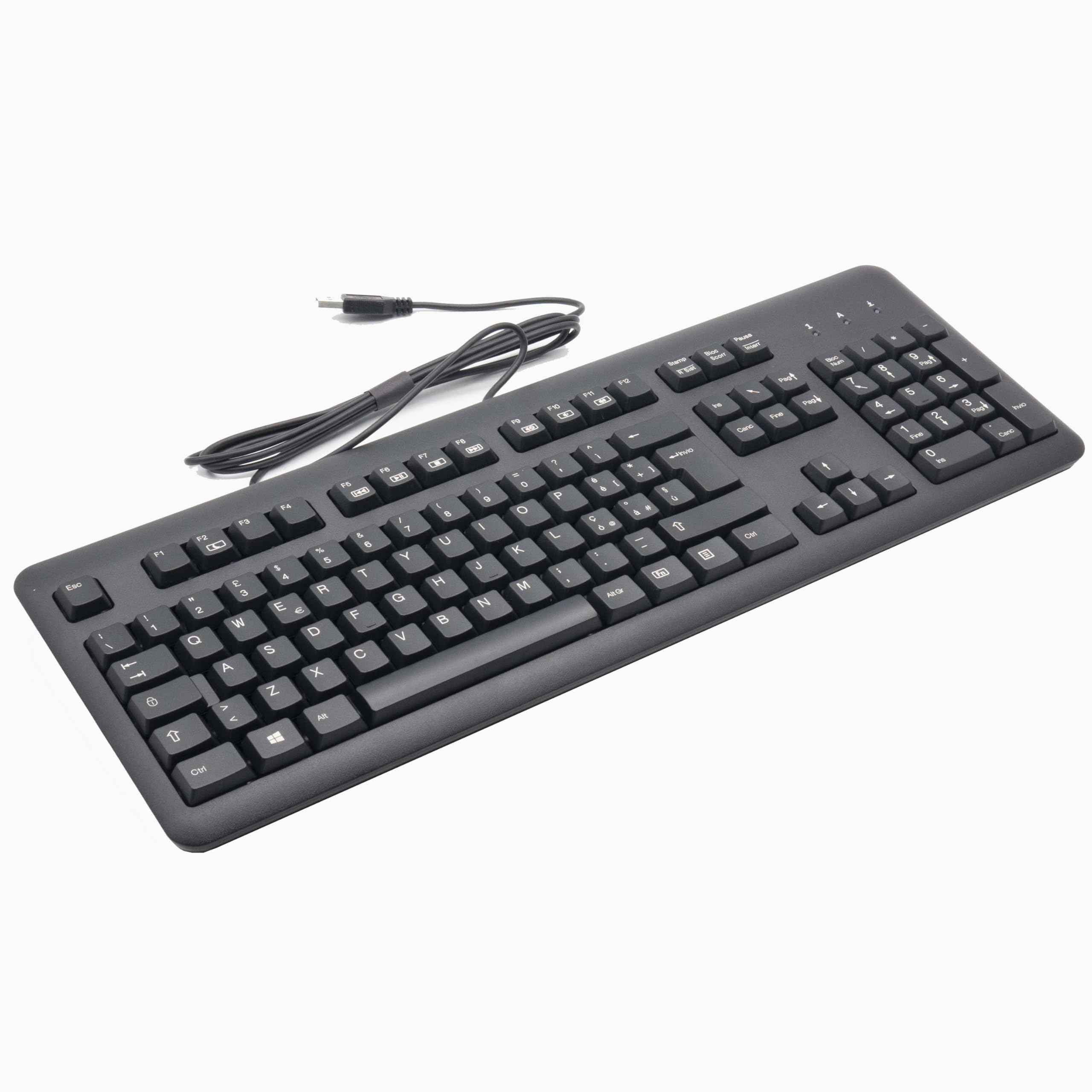 SIMPLETEK - Tastiera USB Cablata | Layout Italiano | Full-Size | Plug and Play |Ideale per Uffici | Durata 20 Milioni di Tasti