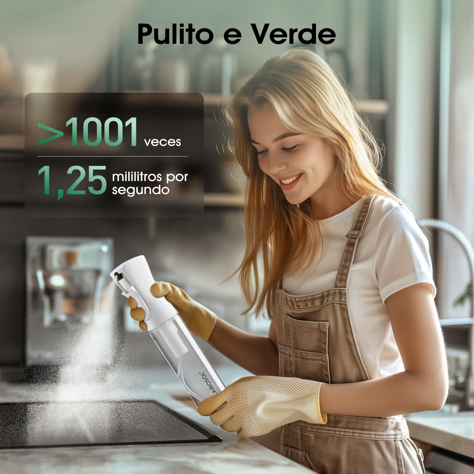 FLAIROSOL Flacone Spray Nebulizzatore per Capelli Ricci 300ml, Spruzzino Acqua Continua Fine per Barbiere/Parrucchiere - Ricaricabile, per pulizia/Piante/Animali Domestici(Trasparente, Stampa Nera)