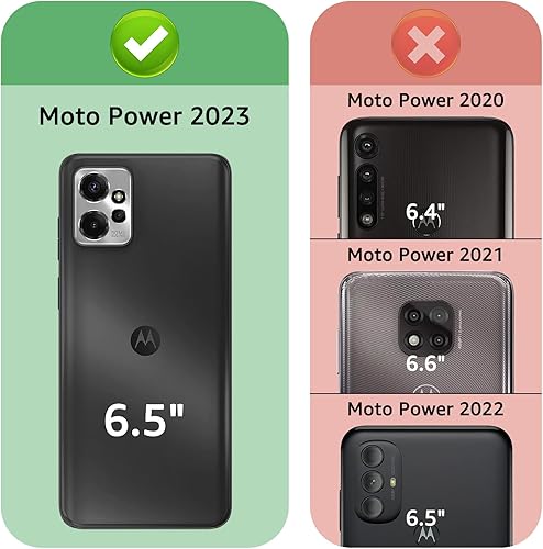 Miniatura 2 de XcaseBar Funda tipo cartera para Moto G Power 2023 5G con cremallera y tarjetero de crédito bloqueo RFID, funda de piel sintética con tapa para