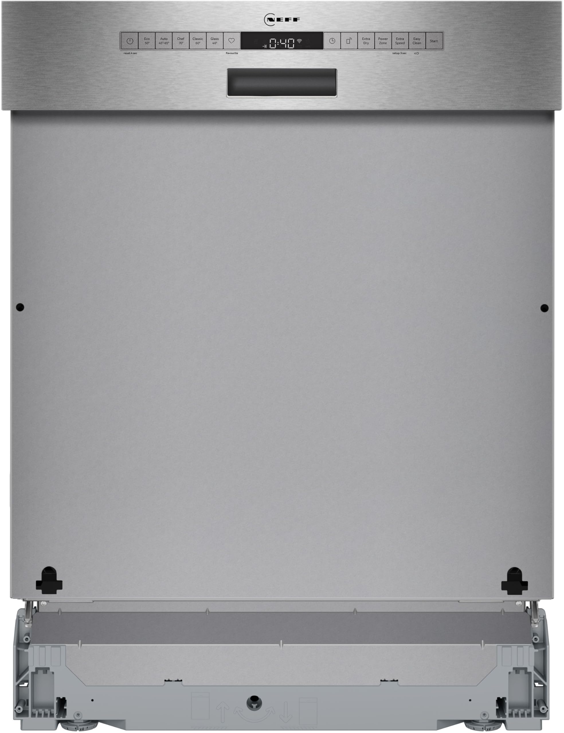 NEFF N 50 Geschirrspüler Teilintegrierbar 60 cm, S145HCS03E, Made in Germany, Flex 1-Korbsystem für einfaches Beladen, Chef 70 °C, Programme-Download, Leiser Betrieb, AquaStop | Made in Germany, Flex 1 Korbsystem und Besteckschublade für mehr Platz, Smart