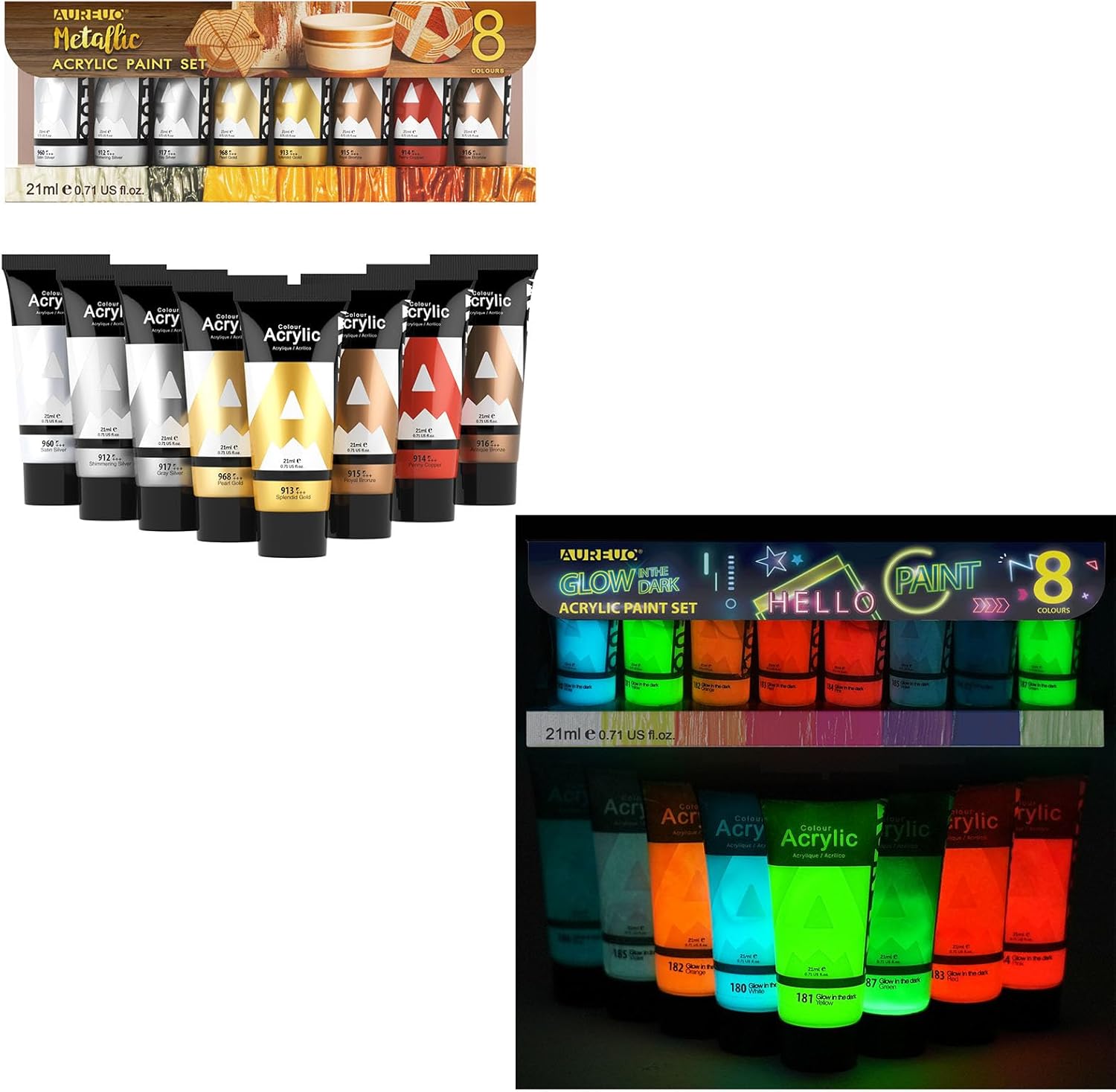 Metallic Acrylic Paint & Glow in the Dark Acrylic Paint