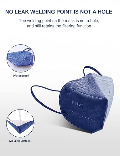 Miniatura 3 de HUHETA Mascarillas KN95 100 unidades, mascarillas KN95 protectoras transpirables de 5 capas para adultos envueltas individualmente, multicolor