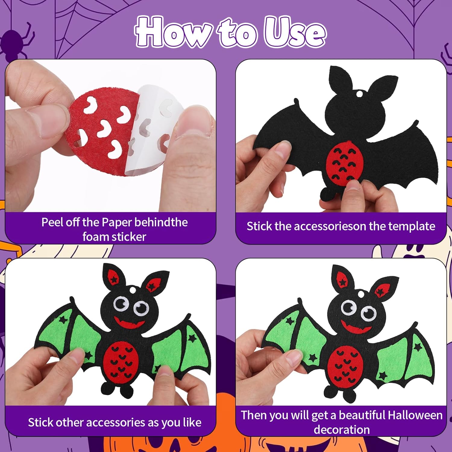 STEFORD 12 Pcs Halloween Craft Kit, Make Your Own Foam Stickers Arts and Crafts DIY for Kids Boys & Girls Party Supplies Decoration