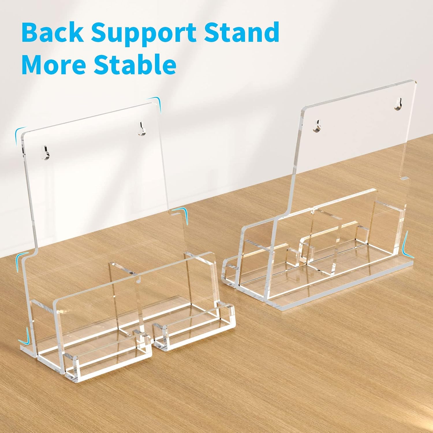 Acrylic Brochure Holder 8.5 x 11 inches , Clear Brochure Display Wall Mount Stand with Acrylic Business Card Holder, Plastic Flyer Display Stand for Magazine, Pamphlet, Booklets, Menu, Journals(2-Packs )