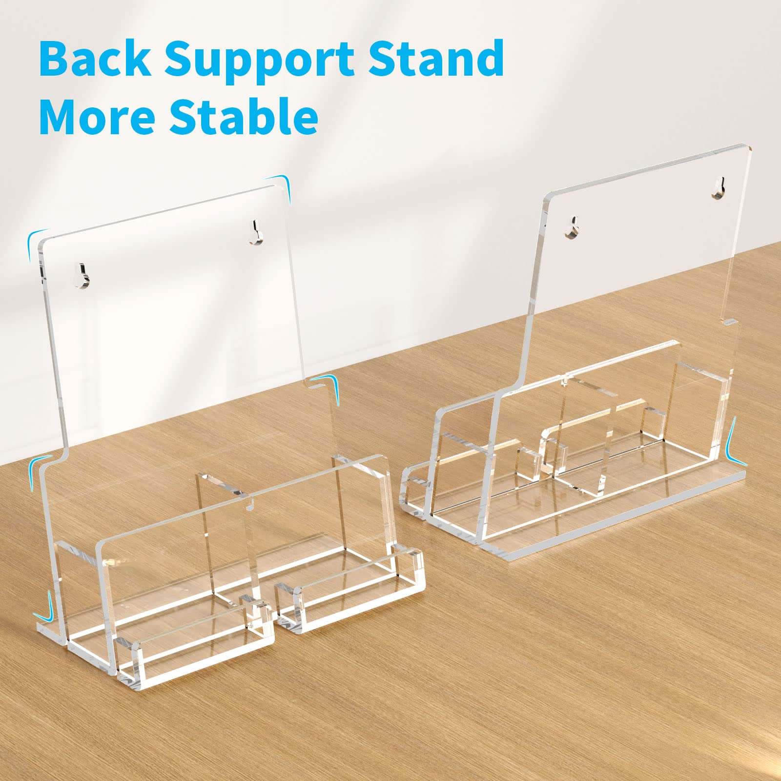 NIUBEE Soporte acrílico para folletos de 8.5 x 11 pulgadas, soporte transparente para folletos con soporte acrílico para tarjetas de visita, soporte de exhibición de folletos de plástico para