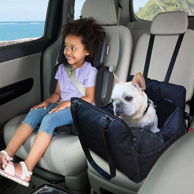 Foto 3 de 7 de PETCUTE Asiento de Coche para Perros 3 en 1,Asiento Elevador de Coche para Perros y Gatos con Cinturón…