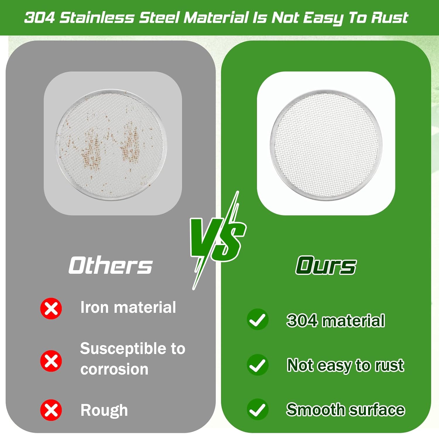 10 Pack Sprouting Lids, 304 Stainless Steel Screen Filter Strainer Lid for 86mm/3.3in Wide Mouth Mason Mesh Bean Sprout Sieve Lids for Bean, Alfalfa, Broccoli, Lentil