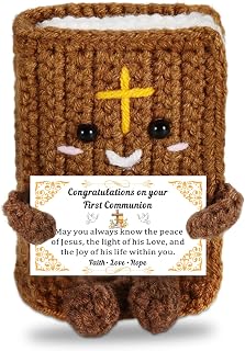 Handmade Bible Religious Crochet Doll First Communion Gifts for Boys Girls Christian First Holy 1st Communion Gifts Girls Boys Catholic Kids Teens Easter Basket Stuffers Home Church Decor Party Favors