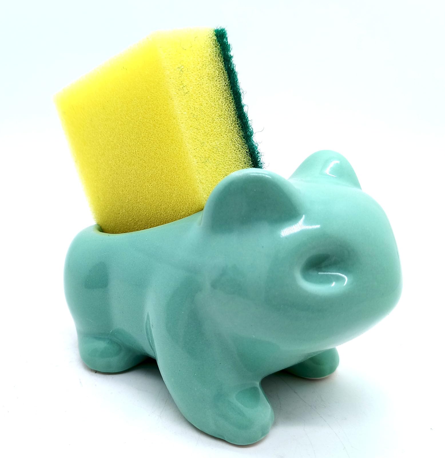 MONMOBCeramic Frog Sponge Holder for Kitchen Sink Green