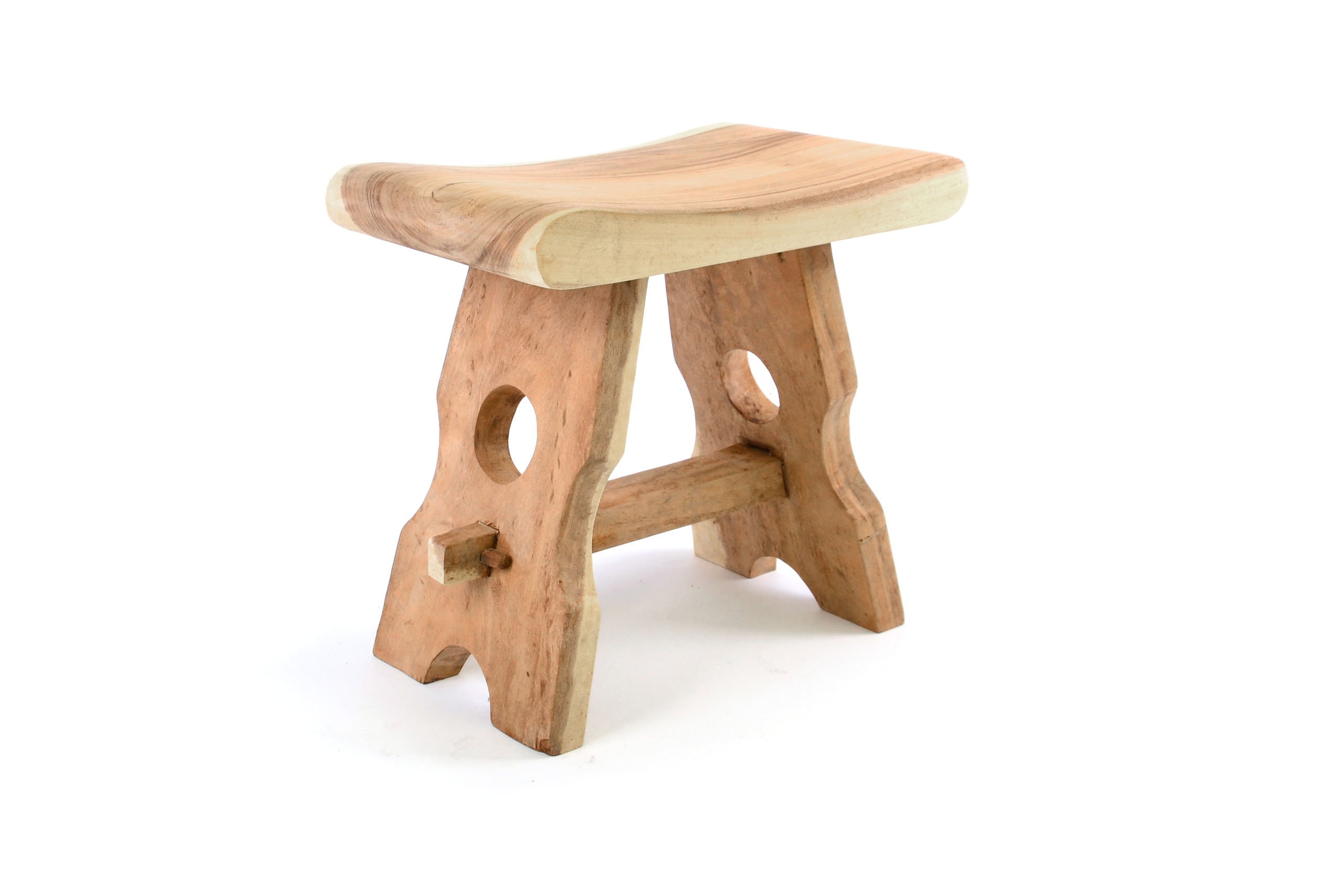 Divero Eckiger Sitzhocker Molokai aus Suar-Holz - Reine Handarbeit – Farbe: Braun