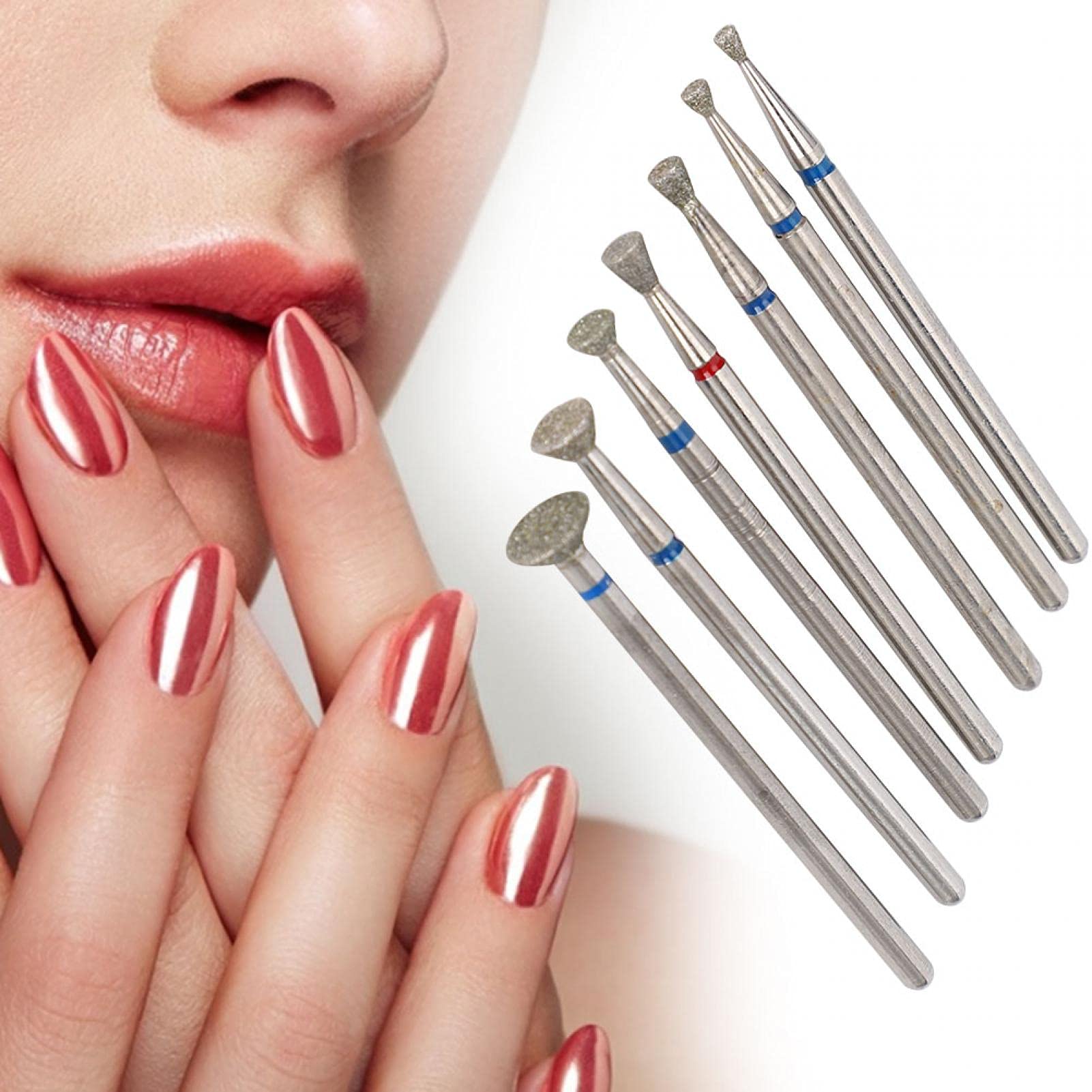 Ceramic Nail Drill Bits Set 7pcs 3/32 inch Diamond Carbide Nail Drill Bit for Remove Acrylic Gel Nails Cuticle Manicure Pedicure Electric Manicure Grinding Head Tool[03]-image-13