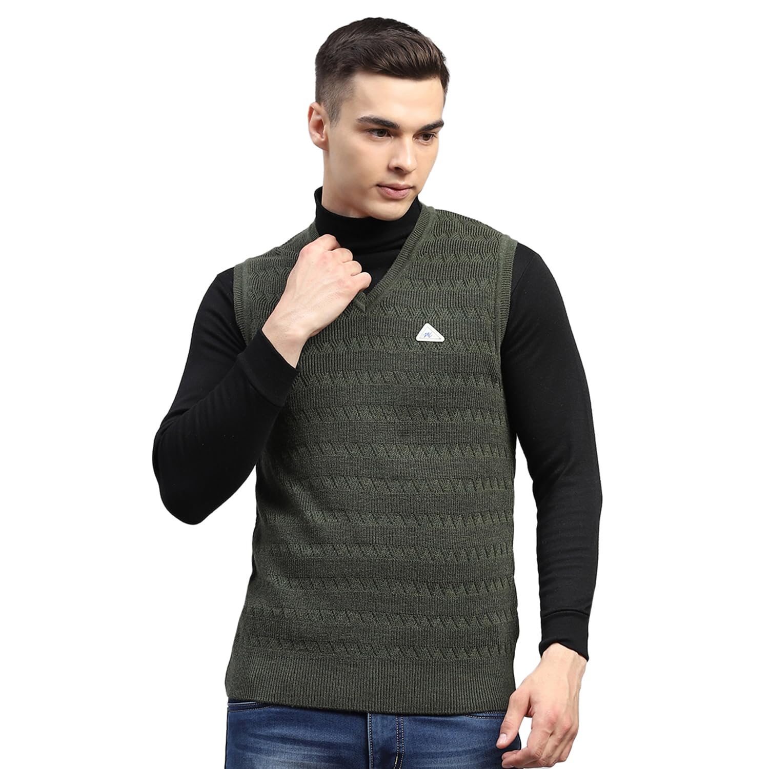 monte carlo Mens Self Design V Neck Sleeveless Sweater (1243133SL)-picture-24