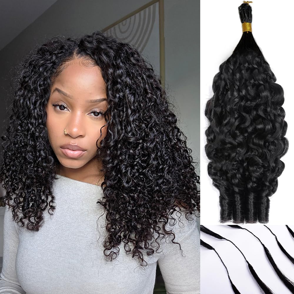 Photo 1 of [MISSING PARTS] [USED] Burmese Curly Feather Crochet Human Hair Extensions Pre-Separated Invisible Knotless Real Human Hair for Boho Braids Reusable Fullness Pre Looped Lightweight Salon-Level for Women 50g 14inch