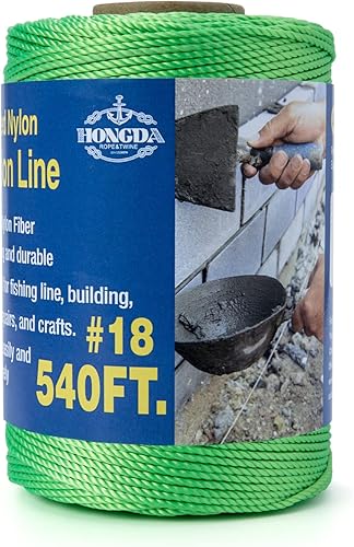 HONGDA Cuerda de nailon trenzada, 18 x 540 pies, cuerda de nailon para trabajos de mampostería, línea de trote, línea de señuelo, fabricación y