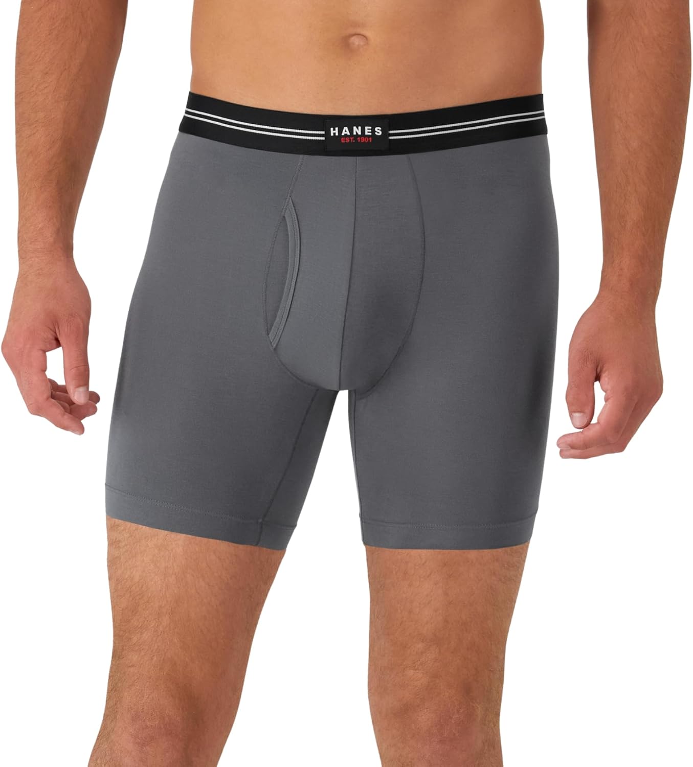 Hanes mens Perfect Flex Breathable Boxer Brief Underwear, Lightweight Luxe Modal Blend, Supportive Pouch, 1-pack - Image 2