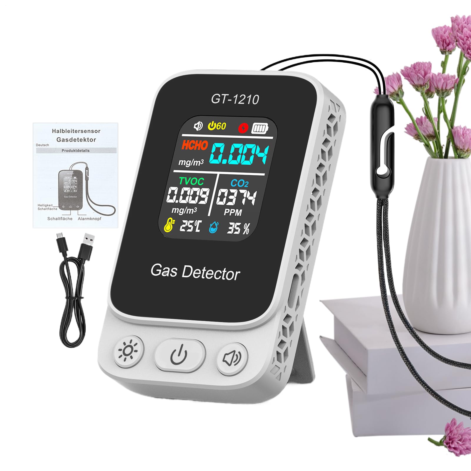 Détecteur portable de dioxyde de carbone pour stopper la fatigue en chambre et bureau clos
