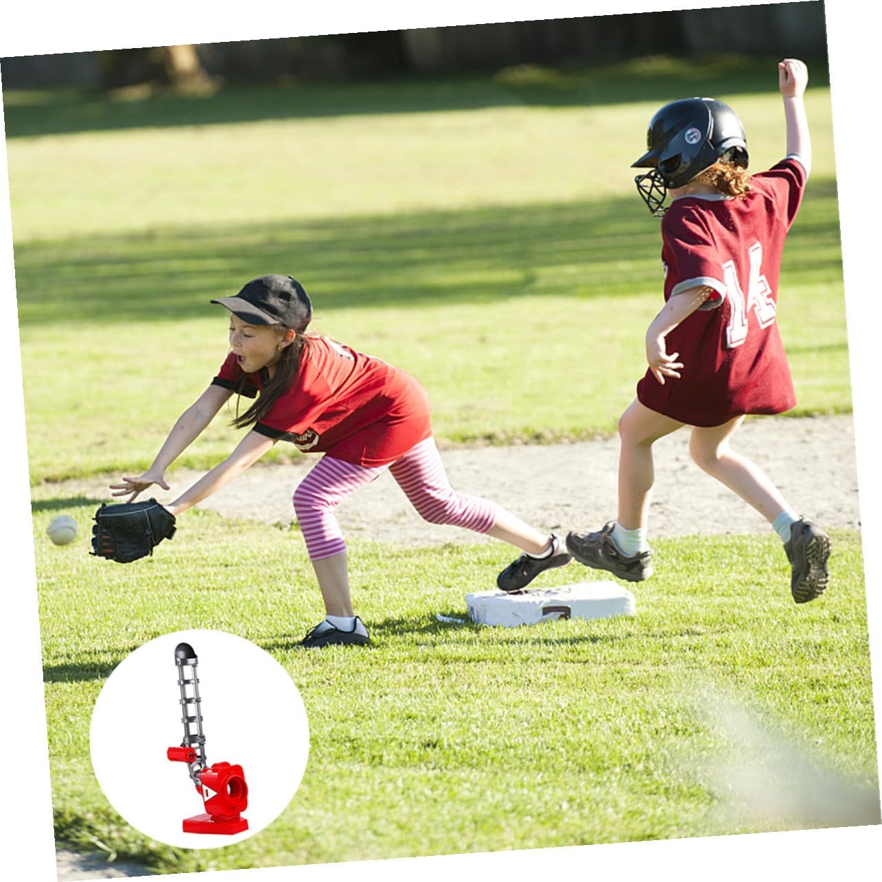 Automatic Baseball Launcher with Bat and Safe Balls Portable Self-Motion Pitching Machine for Indoor Outdoor Training and Batting Practice