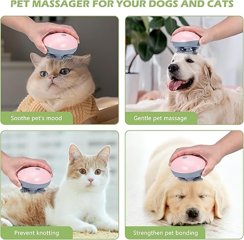 Vista 16 de KeeKit IPX6 - Masajeador verde inalámbrico para mascotas, 4 cabezales y 96 nodos, rascador portátil de mano para perros y gatos