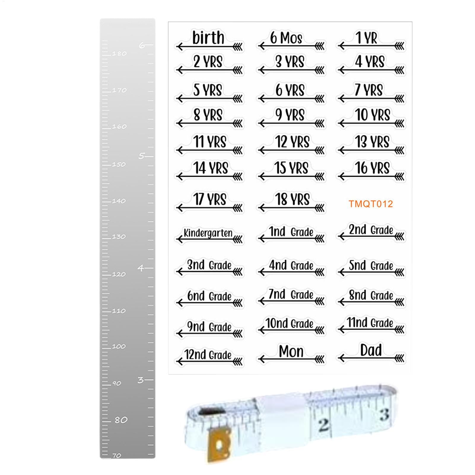Espejos medidores de altura infantiles con pegatinas de marcado para pared