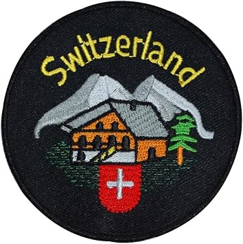 Switzerland Swiss Alps Cabin Patch Travel Badge Ski Embroidered Iron On Applique