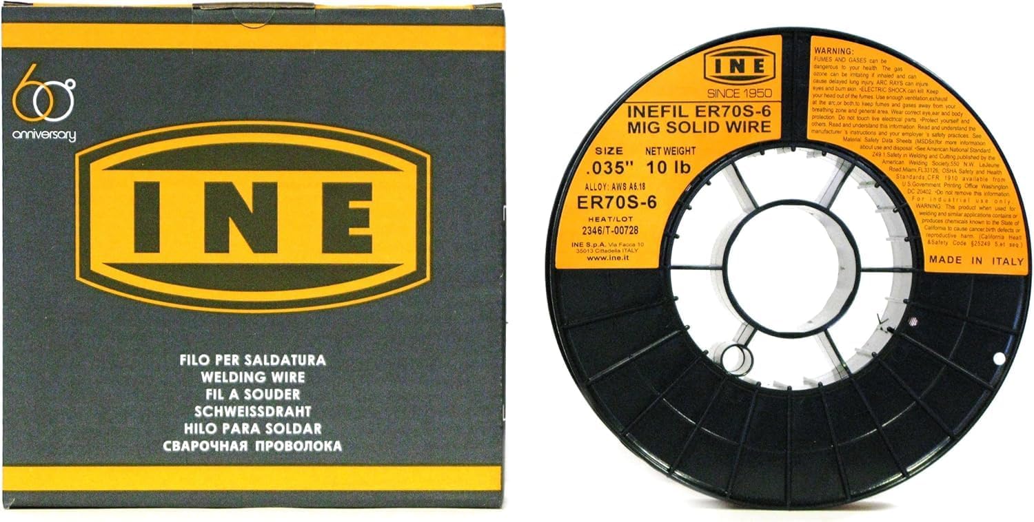 INEFIL ER70S-6 MIG Welding Wire .035" — 10 lb Spool | Made in Italy | Low Spatter Solid Wire for Heavy Fab, Structural Steel & Multi-Pass Welding — AWS ER70S-6