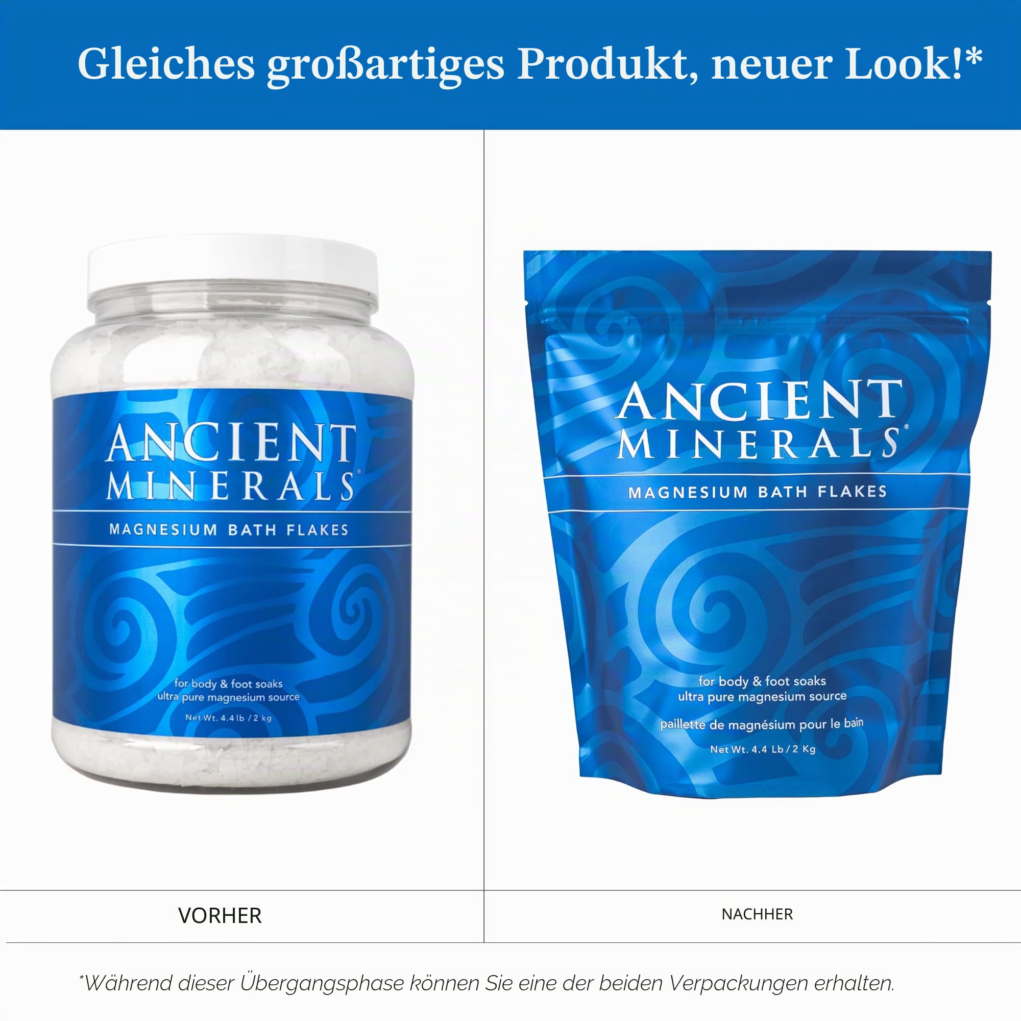 Ancient Minerals Magnesium Bath Flakes of Pure Genuine Zechstein Chloride - Resealable Magnesium Supplement Bag That Will Outperform Leading Epsom Salts (4.4 lb)
