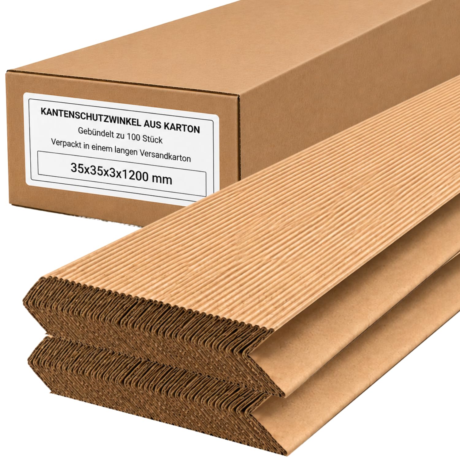 Kantenschutz aus Karton für Paletten Braun 35x35x3 mm 1200 mm – Schutz für Kartons und Versand 100 Stück